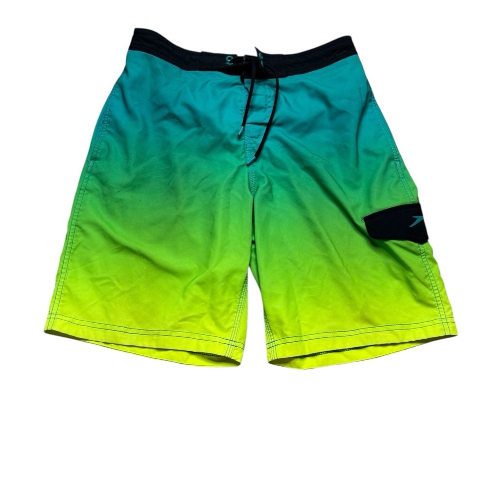 ✨🏄♂️ Speedo Men’s Ombre Board Shorts Surf Trunks Green Yellow Small 🏄♂️✨